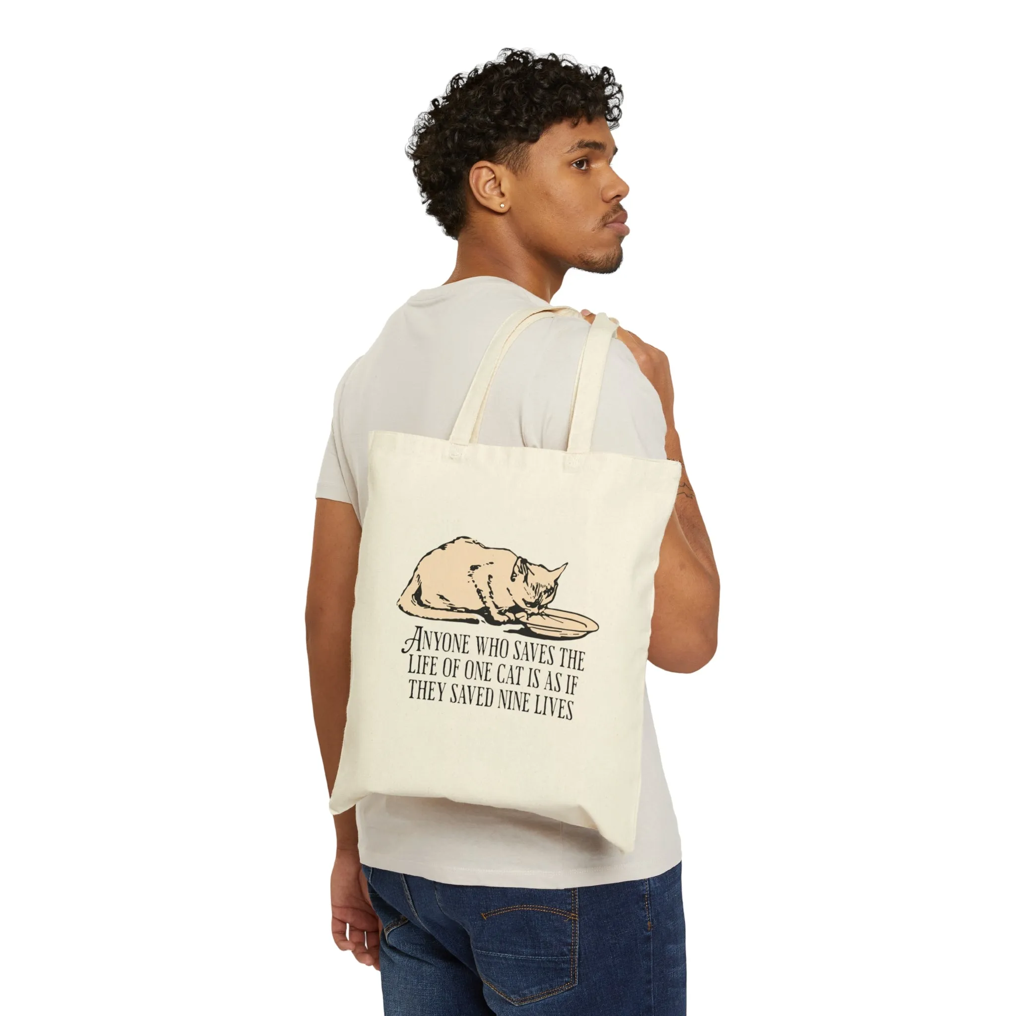 Stray Cat Quote Cotton Canvas Tote Bag