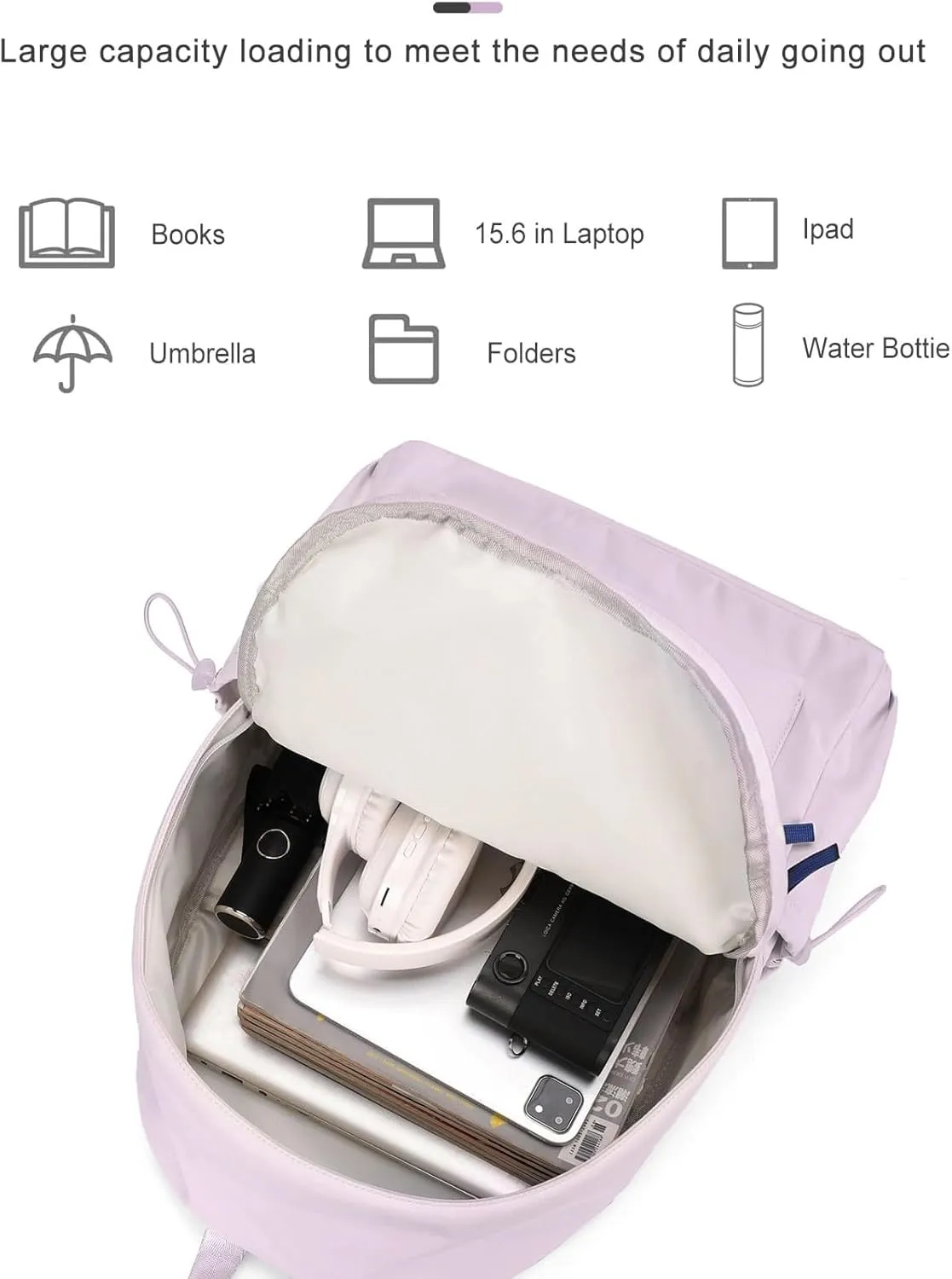 Student Backpack Solid Color Backpack For Men And Women Lightweight And Good Looking Embroidery (Purple, One Size)