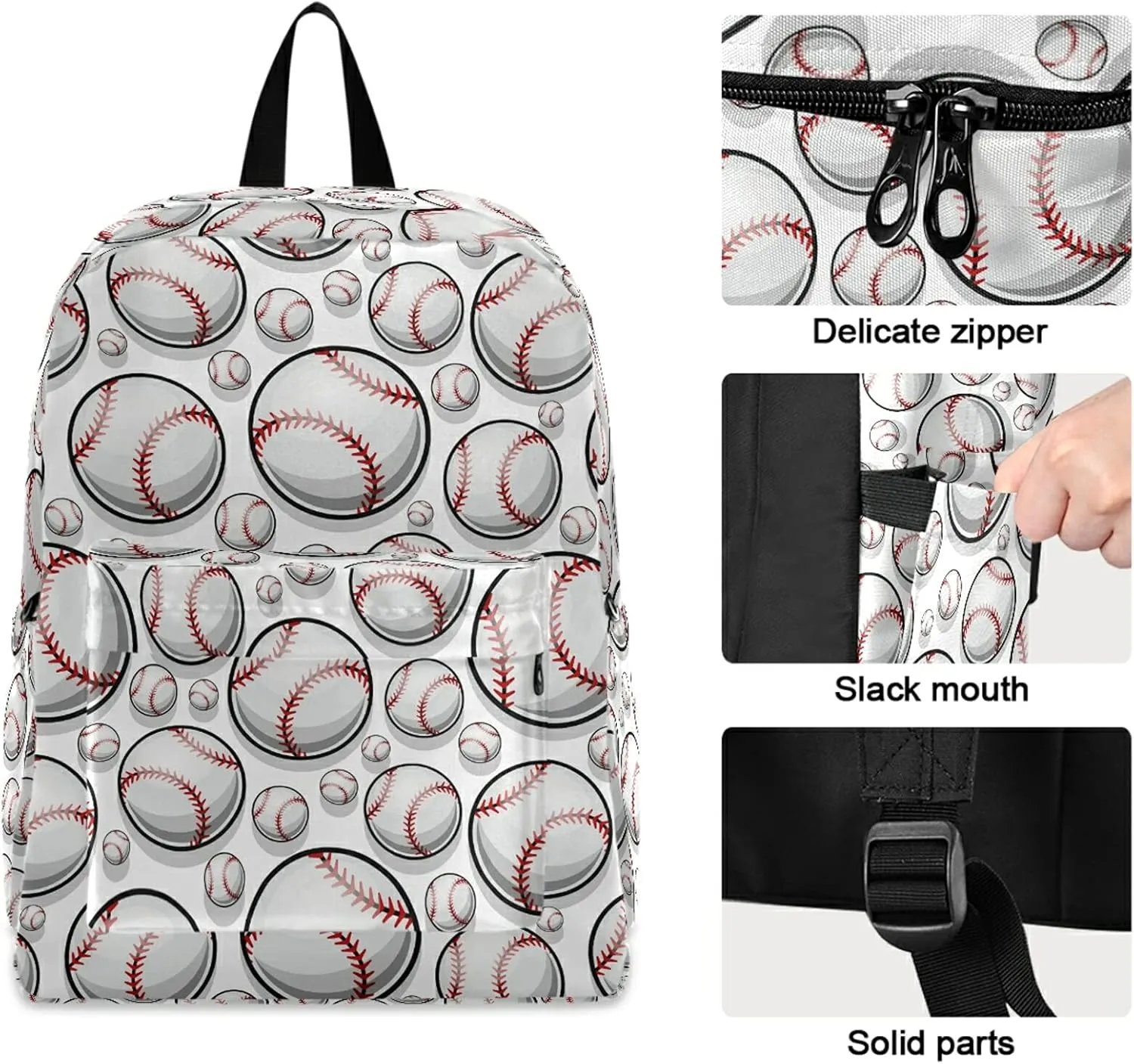 Stylish Baseball Pattern Sport Casual Polyester Computer Backpack Large Daypack for Business Sport Travel School Bookbags