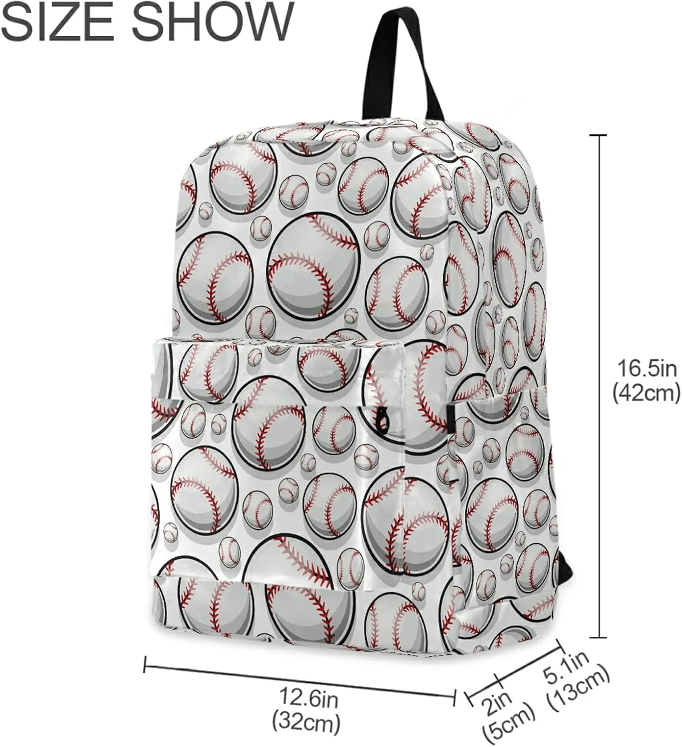 Stylish Baseball Pattern Sport Casual Polyester Computer Backpack Large Daypack for Business Sport Travel School Bookbags