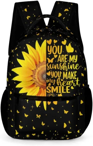 Sunflower Backpack for Kids Girls Boys School, 16 Inches Cute Sunflowers Theme Bookbag, Adjustable, Lightweight, Large Capacity, Colorful Daily Casual Backpacks