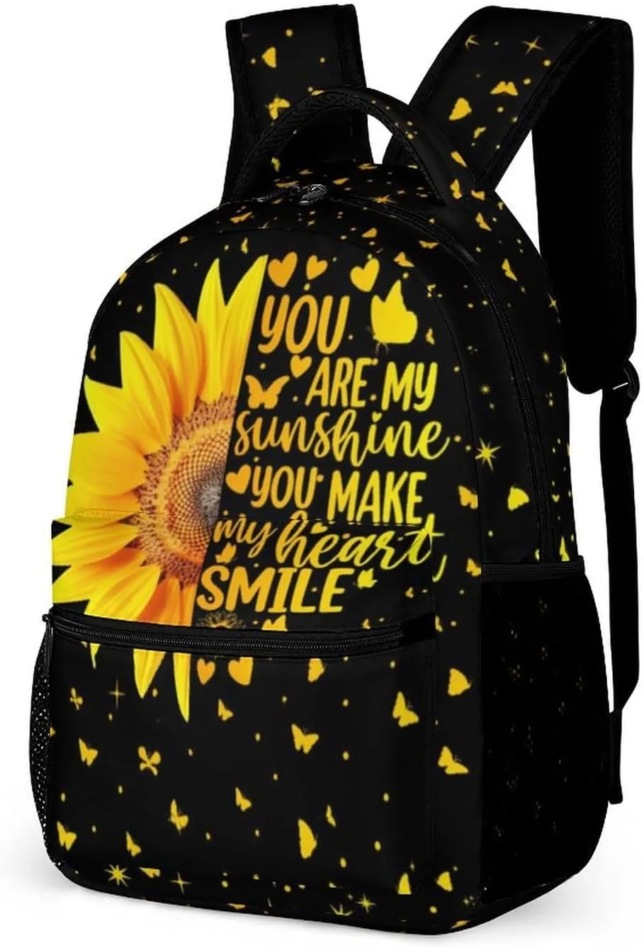 Sunflower Backpack for Kids Girls Boys School, 16 Inches Cute Sunflowers Theme Bookbag, Adjustable, Lightweight, Large Capacity, Colorful Daily Casual Backpacks