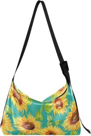 Sunflower Print Sling Bag for Women Crossbody Purse Leather Shoulder Handbag Purses for Women with Adjustable