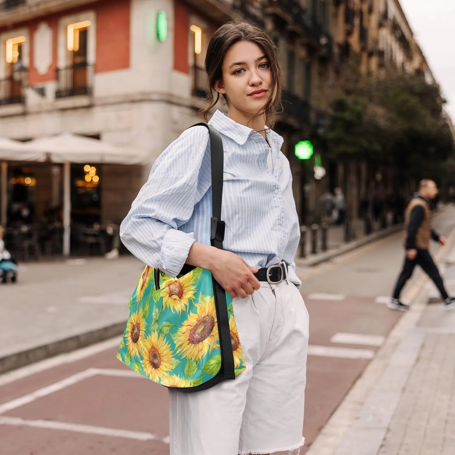Sunflower Print Sling Bag for Women Crossbody Purse Leather Shoulder Handbag Purses for Women with Adjustable