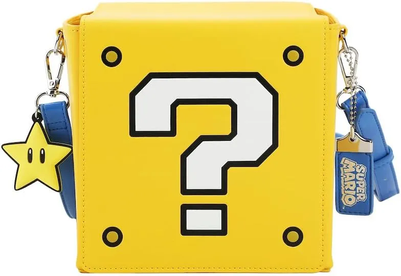 Super Mario Bros Question Mark Block 6.5" Novelty Crossbody Bag