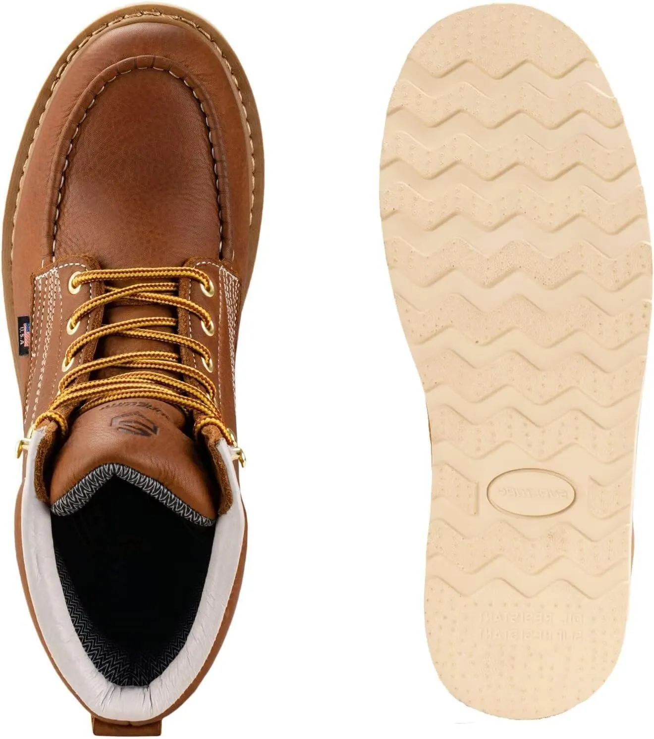 SUREWAY 6 in Mens Steel Toe Work Boots for Men-Full Grain Leather,Goodyear,Non-Slip EH Safety Industial Construction Wedge Moc Toe Work Boots/Shoes