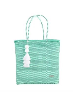 Teal and White Checker Jumbo Tote
