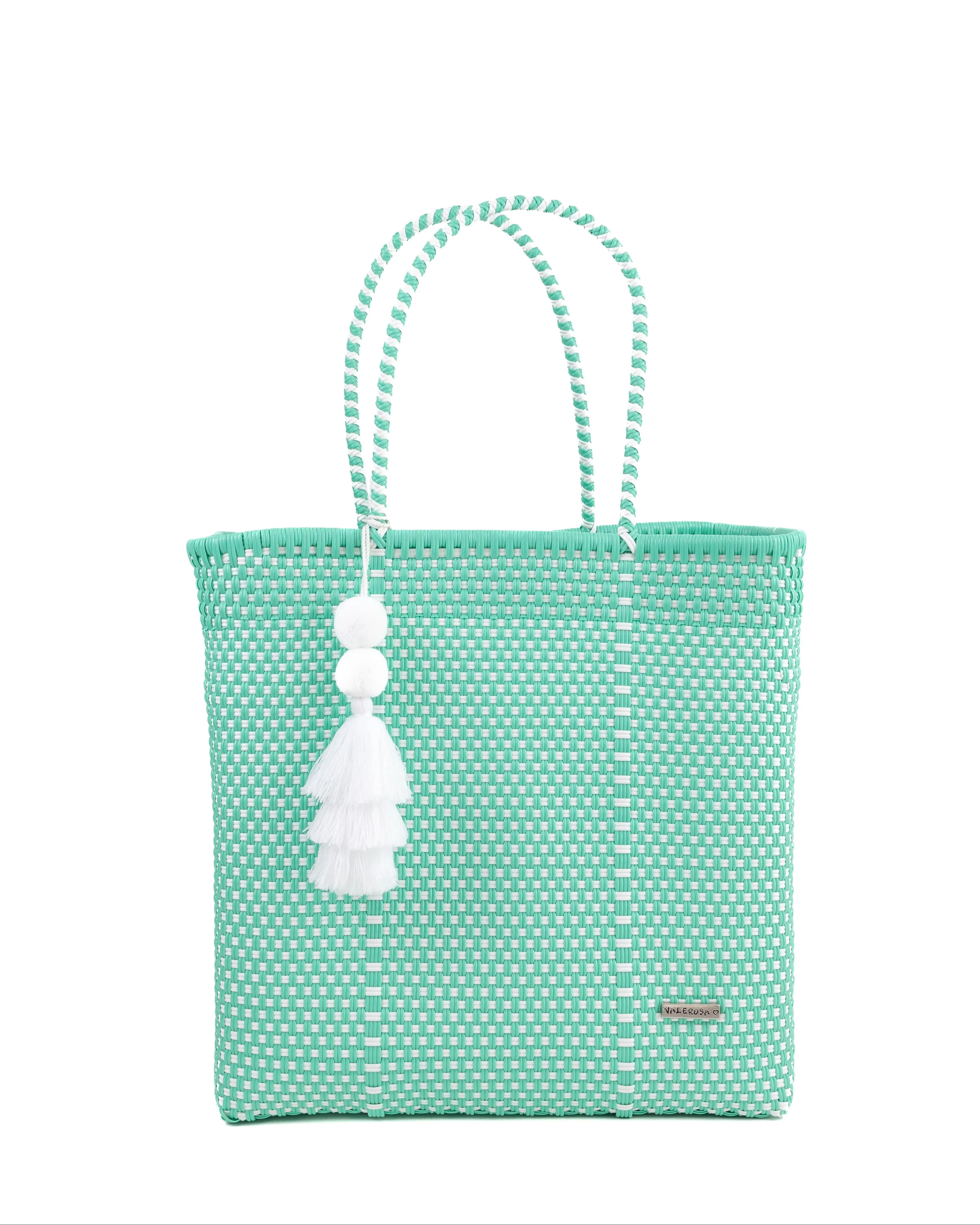 Teal and White Checker Jumbo Tote