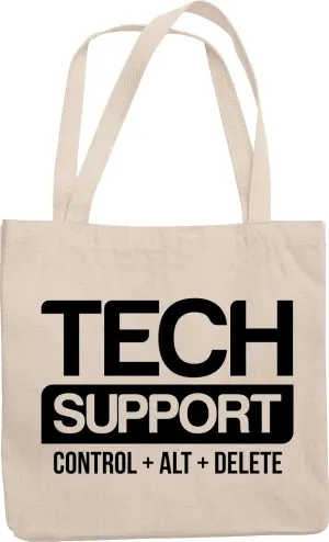 Tech Support. Control-Alt-Delete. Funny and Techie Reusable Tote Bag For Women, Men, Customer Service Representative, Boss, Workmates, Software Engineers And Coders