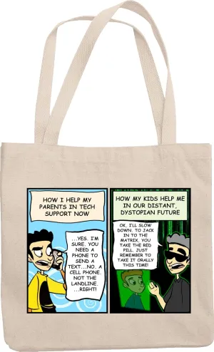 Tech Support Teaching His Parents. Funny And Cute Reusable Tote Bag For Moms, Dads, Boss, Customer Service Representative, Software Engineers And Coders