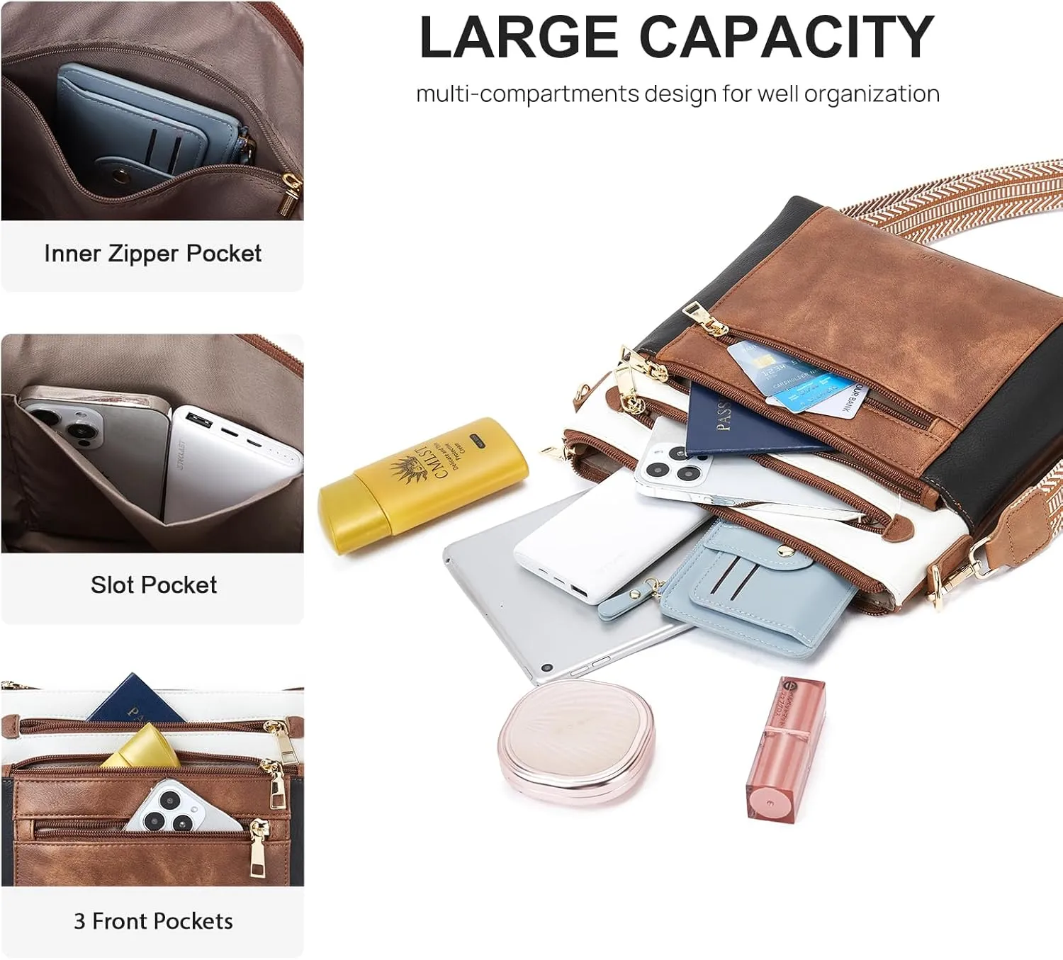 Telena Crossbody Bags for Women Faux Leather Cross body Purses With Adjustable Strap