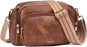 Telena Crossbody Bags for Women Vegan Leather Purse Multi Pocket Camera Bag with Adjustable Shoulder Strap