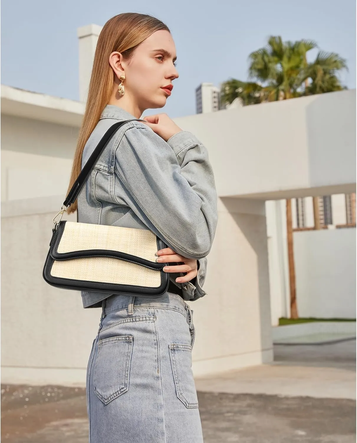 Telena Shoulder Bag for Women Vegan Leather Women's Shoulder Purses Handbags with 2 Removable Strap Crossbody Bag Purses