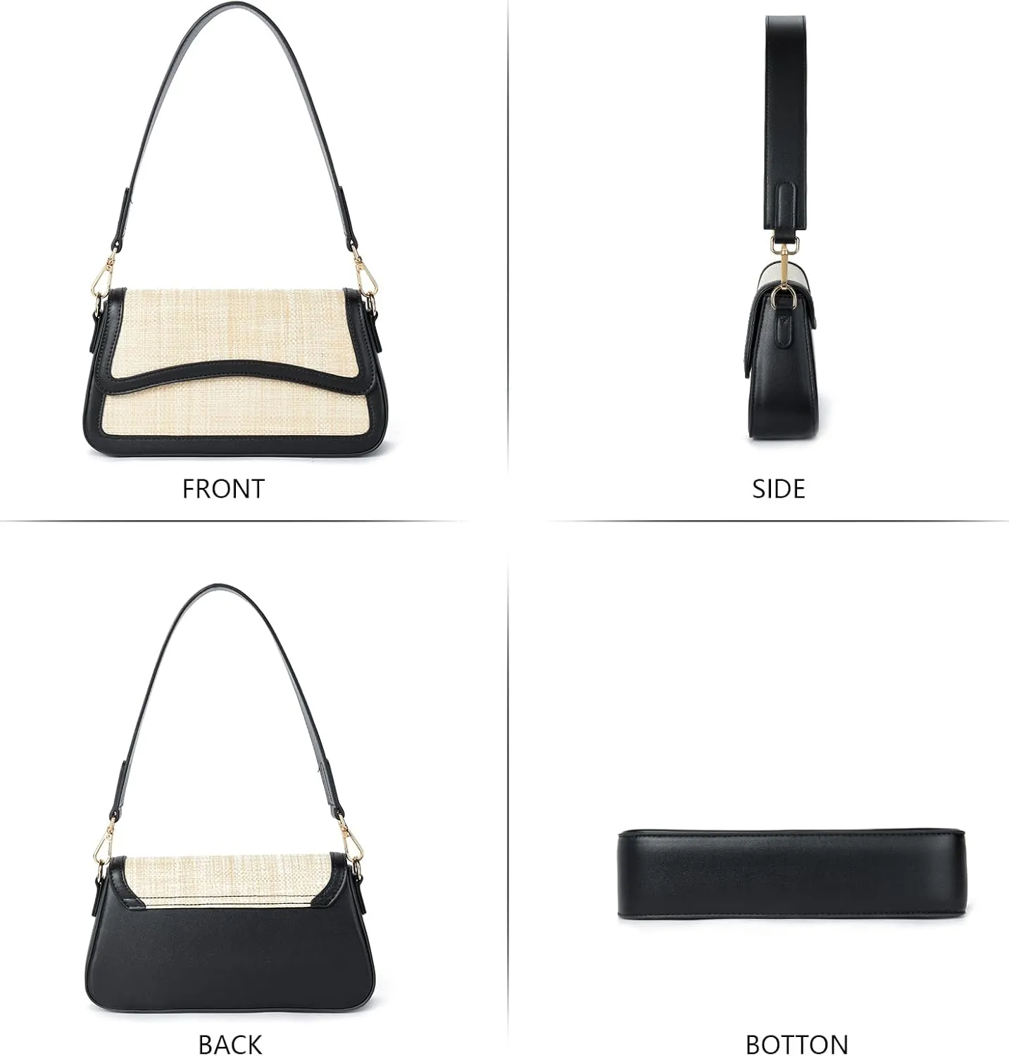 Telena Shoulder Bag for Women Vegan Leather Women's Shoulder Purses Handbags with 2 Removable Strap Crossbody Bag Purses