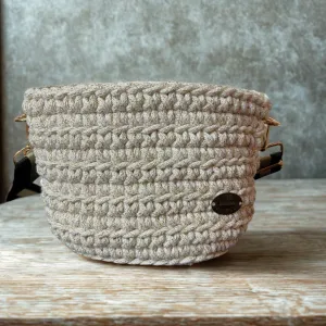 The Maya (Small) – Handmade Crochet Crossbody Bag in Shiny Ivory