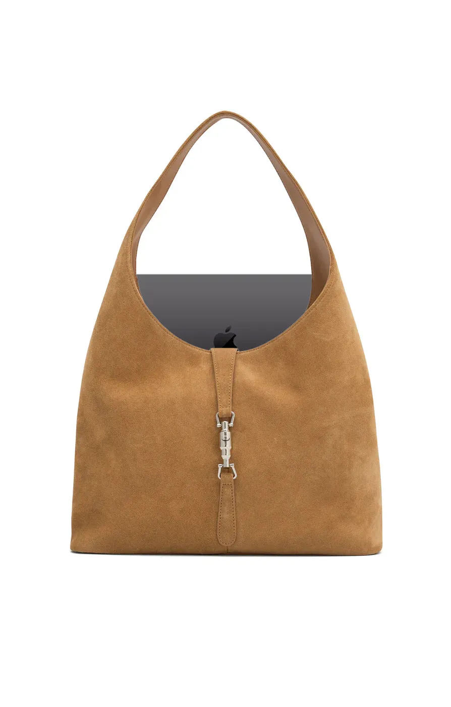 THE PIPER HONEY SUEDE BAG