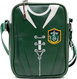 The Wizarding World of Harry Potter Vegan Leather Crossbody Bag with Adjustable Straps, Hogwarts Slytherin Quidditch Uniform Green