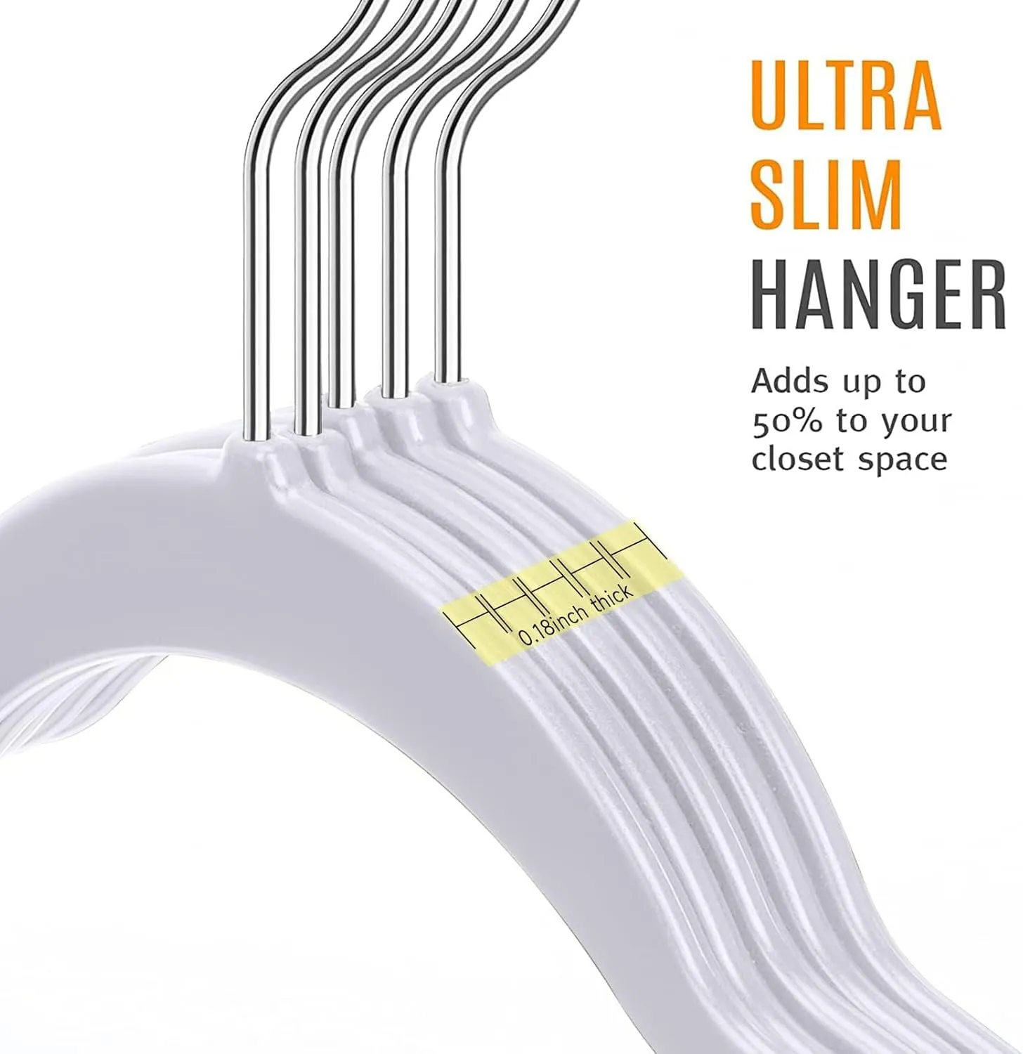 TIMMY 50 Plastic Hangers 17.7 Inch Non-Slip, Space Saving Closet Organizers, Heavy Duty Slim Hangers for Pants, Shirts, Coats (Grey, Ultra Thin & Durable)