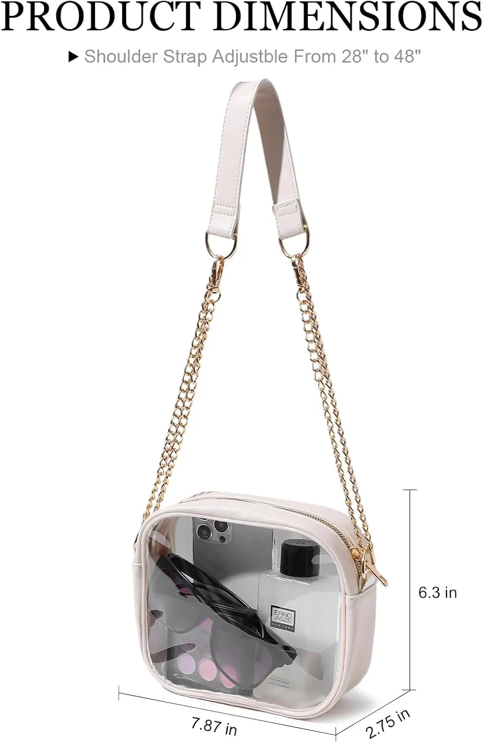 TOBVZOO Clear Bag Stadium Approved, Crossbody Transparent Bag for Concerts Sports Events, Purses for Men & Women