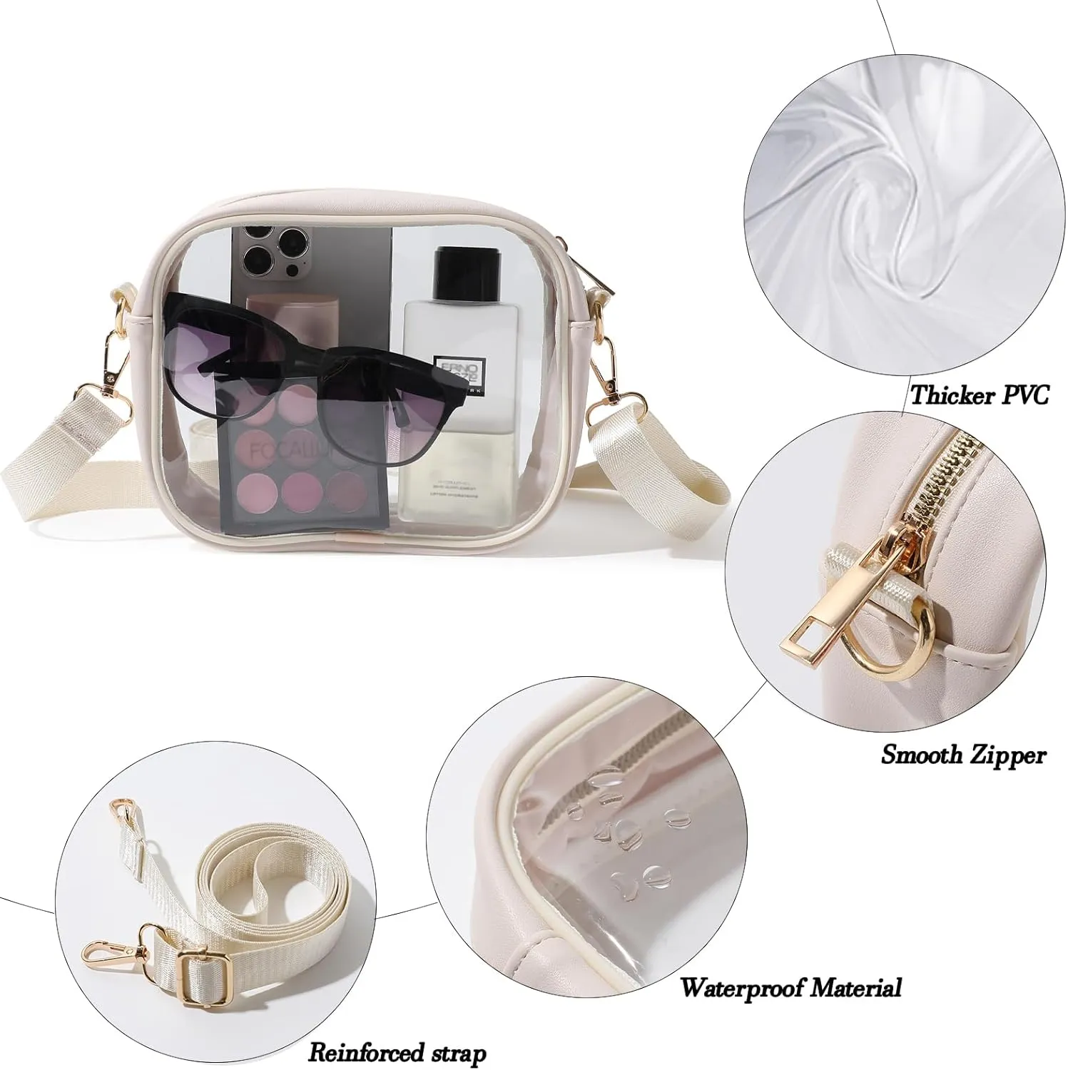TOBVZOO Clear Bag Stadium Approved, Crossbody Transparent Bag for Concerts Sports Events, Purses for Men & Women