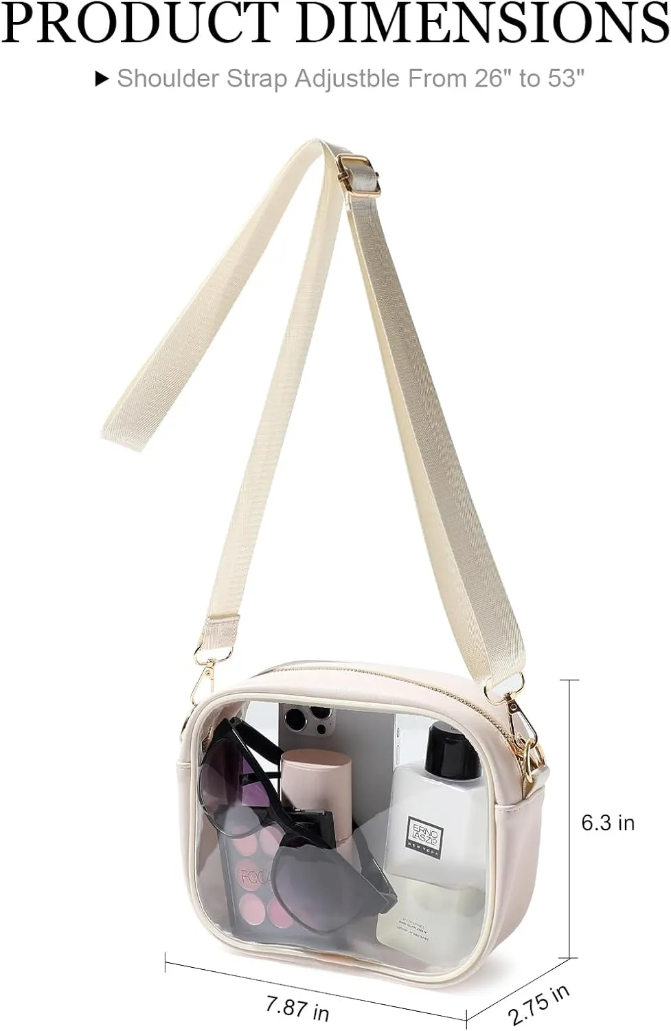TOBVZOO Clear Bag Stadium Approved, Crossbody Transparent Bag for Concerts Sports Events, Purses for Men & Women