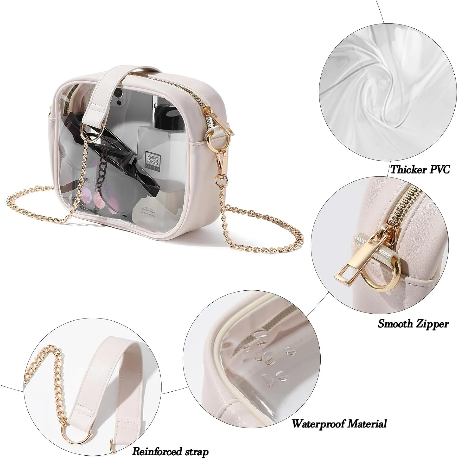 TOBVZOO Clear Bag Stadium Approved, Crossbody Transparent Bag for Concerts Sports Events, Purses for Men & Women