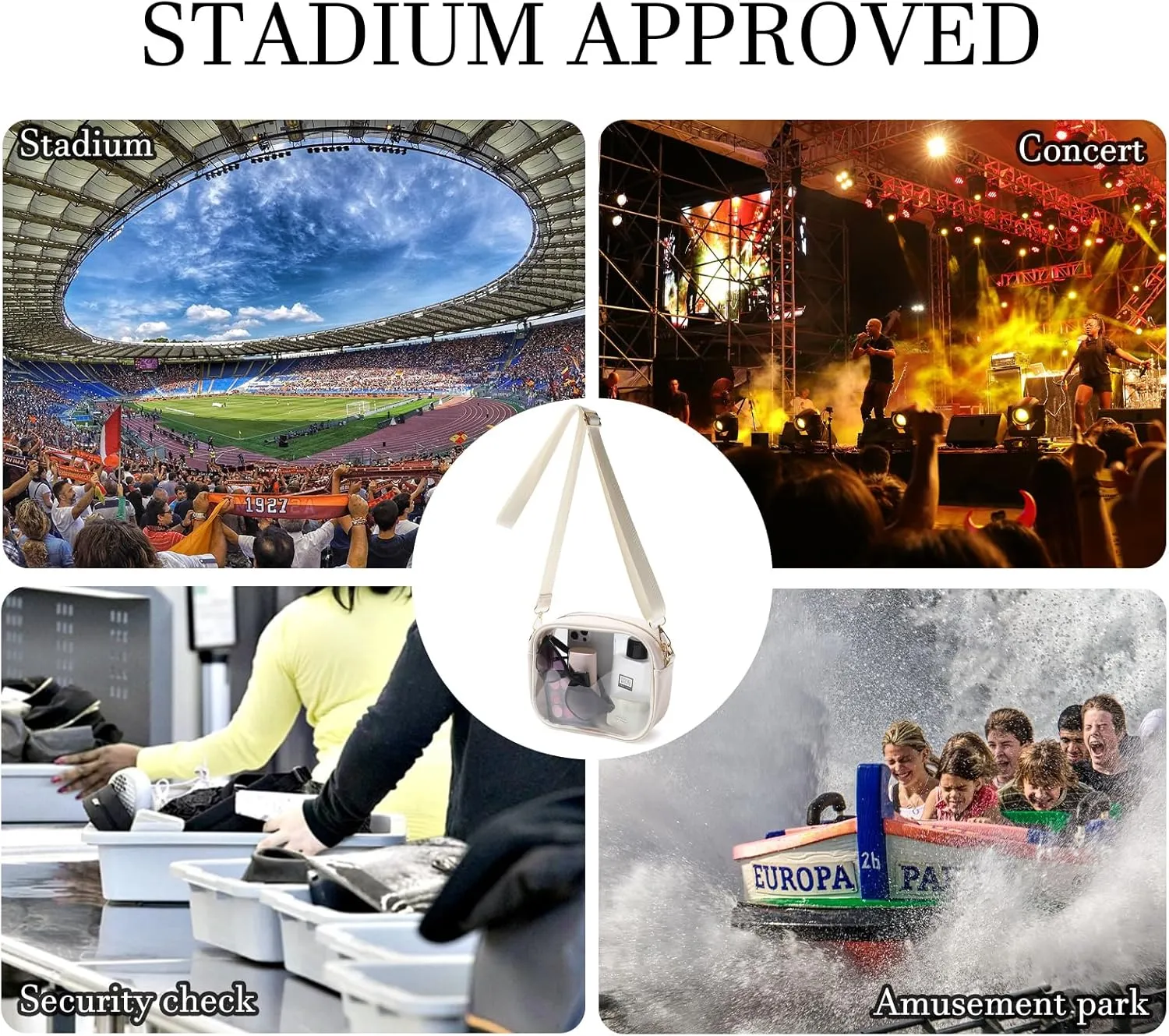 TOBVZOO Clear Bag Stadium Approved, Crossbody Transparent Bag for Concerts Sports Events, Purses for Men & Women