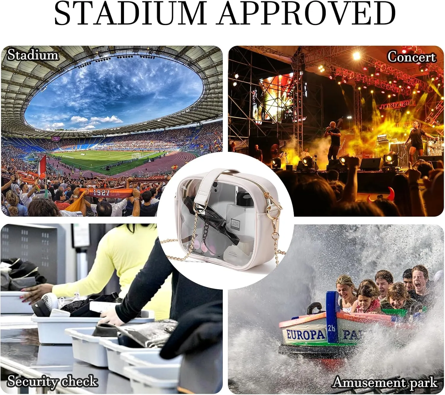 TOBVZOO Clear Bag Stadium Approved, Crossbody Transparent Bag for Concerts Sports Events, Purses for Men & Women