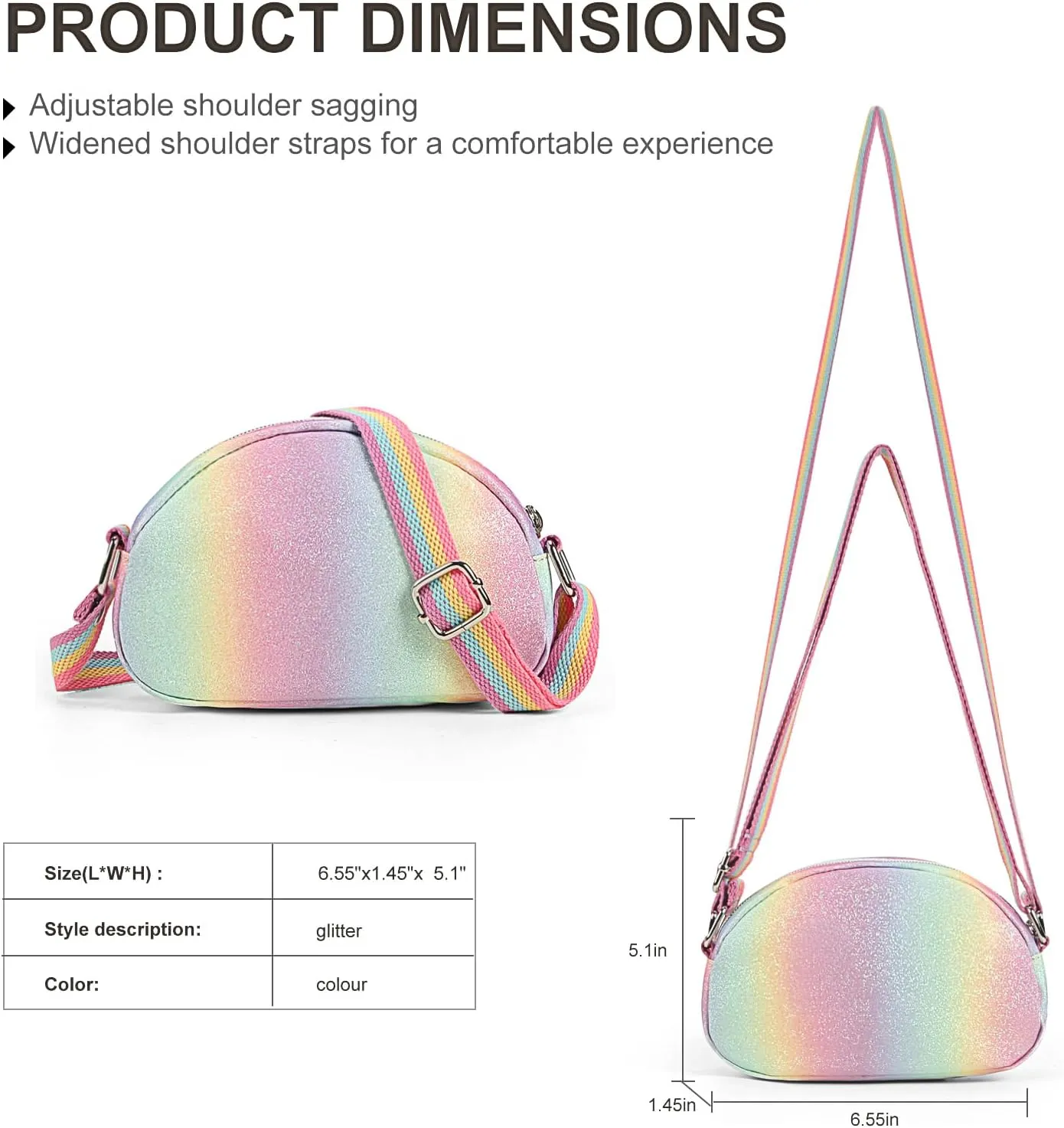 Toddler Purse for Kids Gift Little Girls Purse Cute Rainbow Crossbody Bag