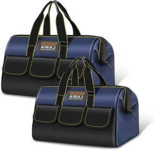 Tool Bag 2-Pack Set | AIRAJ 14" & 16" Portable Tool Bag | Wide Mouth Tool Bags for Men and Women | Small Tool Tote | Tool Organizer for Home Repairs,Garage Storage,Professional Work | Tool Box