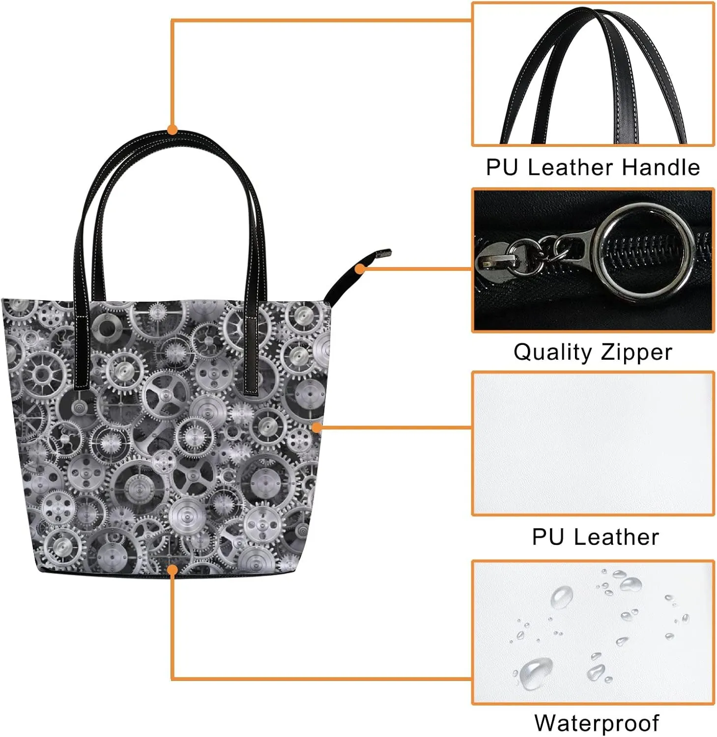 Tote Bag for Women PU Leather Handbags Women's Crossbody Handbags Work Tote Bags for Women Coachbags Tote Bag with Zipper