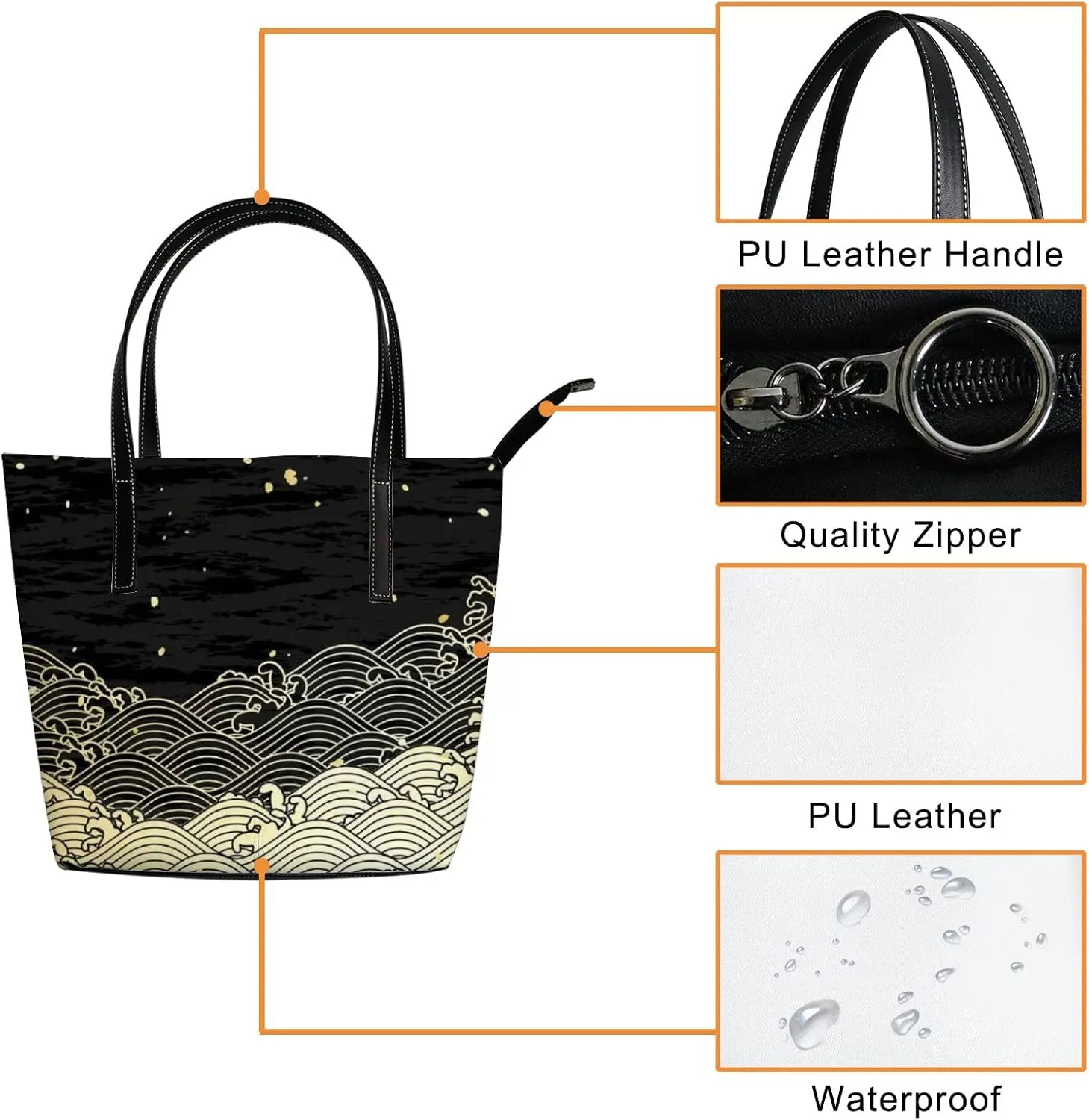 Tote Bag for Women PU Leather Handbags Women's Crossbody Handbags Work Tote Bags for Women Coachbags Tote Bag with Zipper