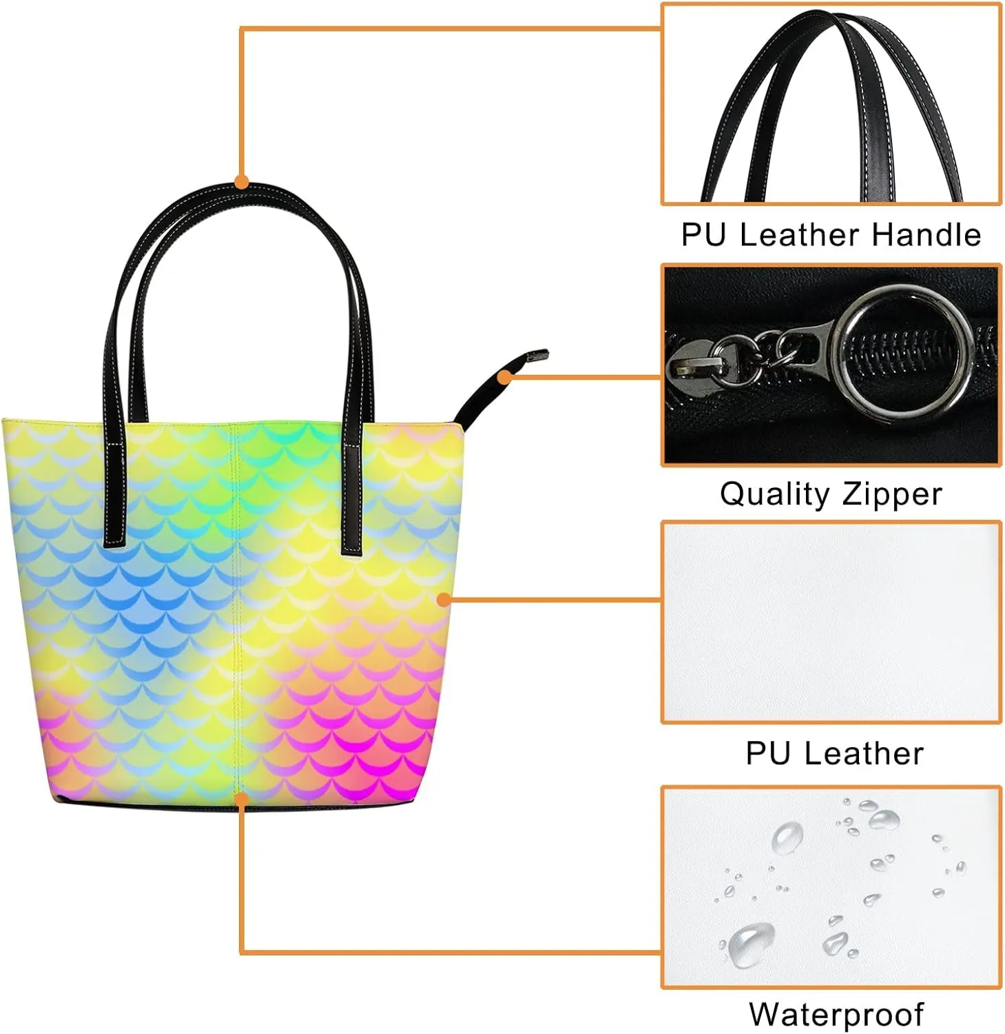 Tote Bag for Women PU Leather Handbags Women's Crossbody Handbags Work Tote Bags for Women Coachbags Tote Bag with Zipper