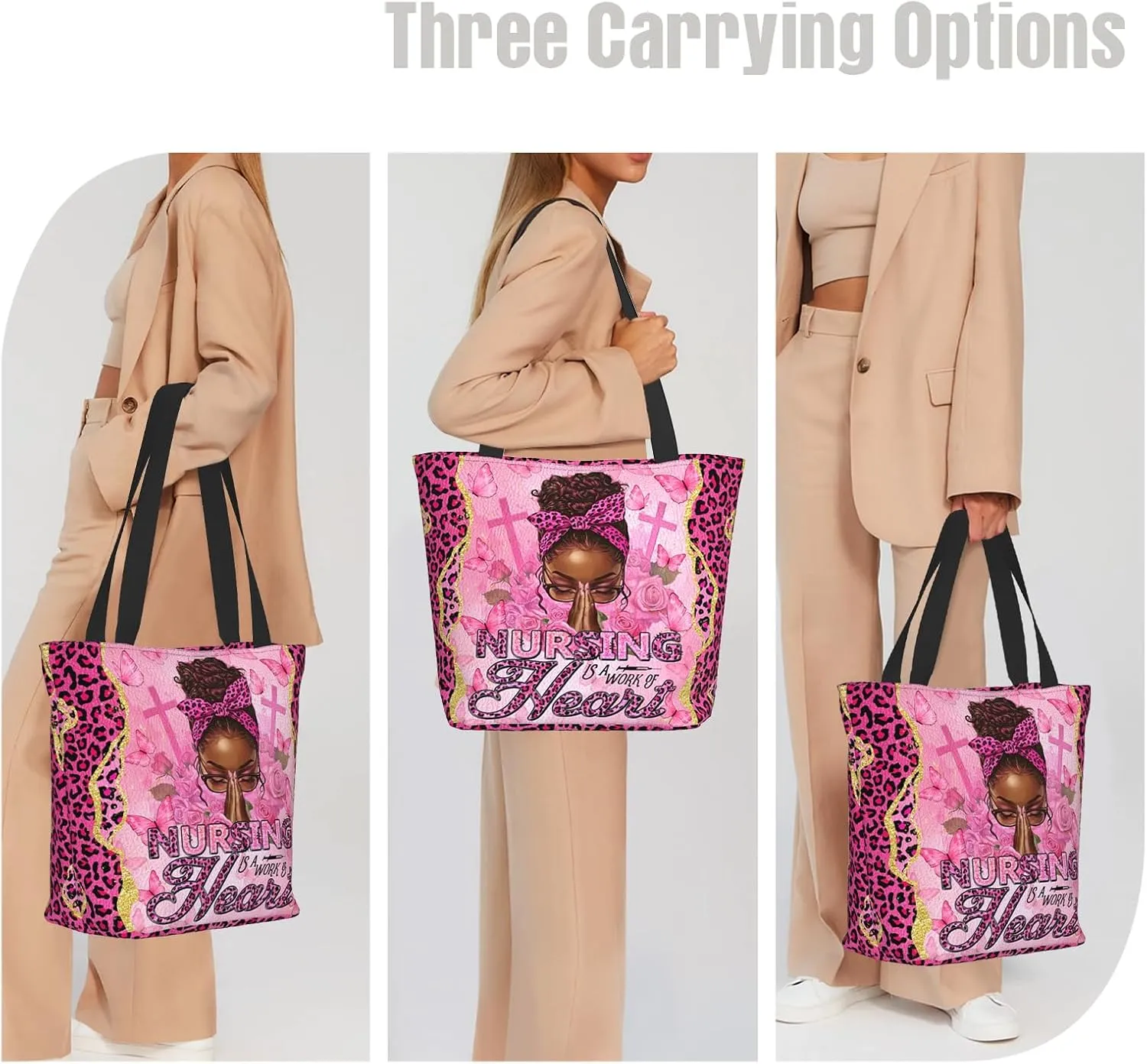 Tote Bag For Women, Tote Bag With Zipper Large Shoulder Bag For Women Travel, Work, Office, College, Nursing