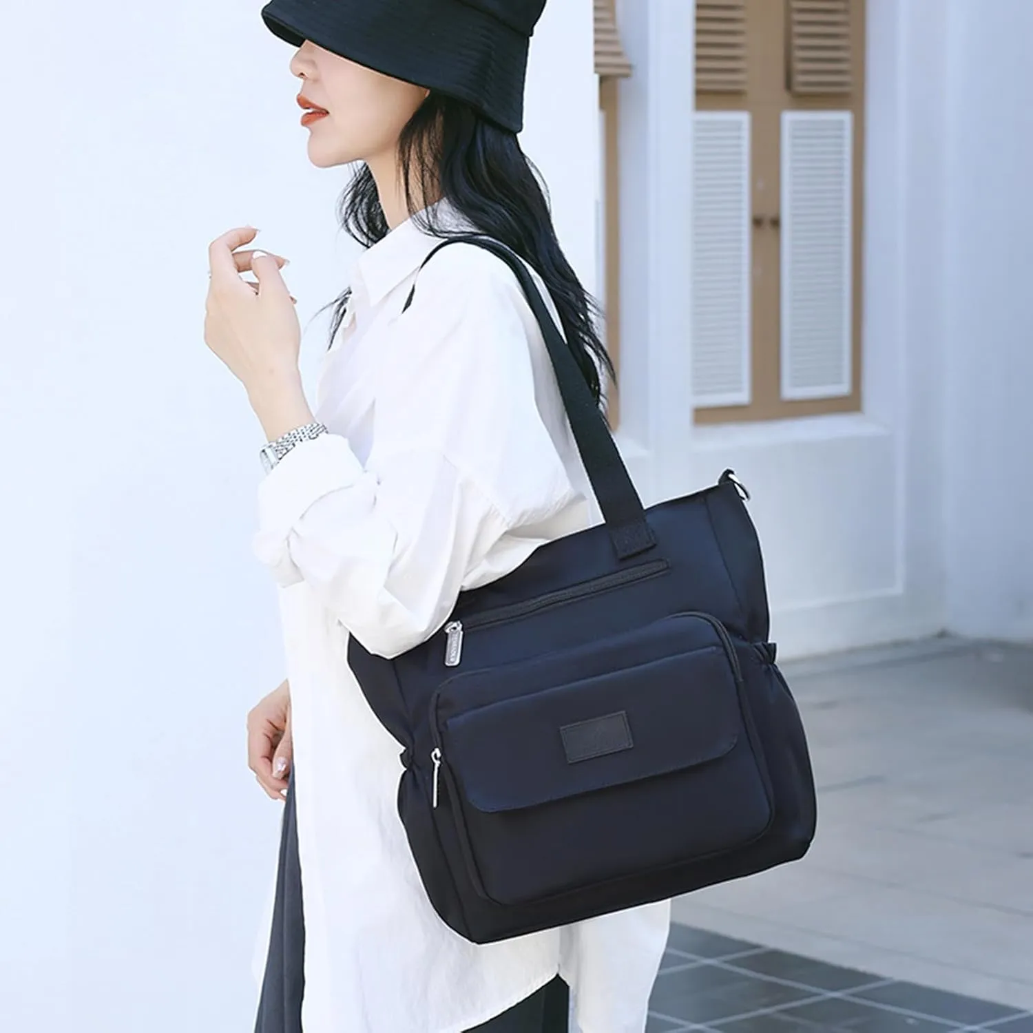 Tote Bag for Women with Zipper, Large Tote Bags with Compartments, Laptop Work Crossbody Shoulder Bag Travel Handbag