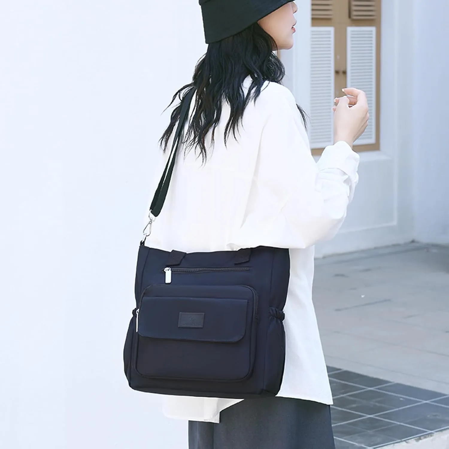 Tote Bag for Women with Zipper, Large Tote Bags with Compartments, Laptop Work Crossbody Shoulder Bag Travel Handbag