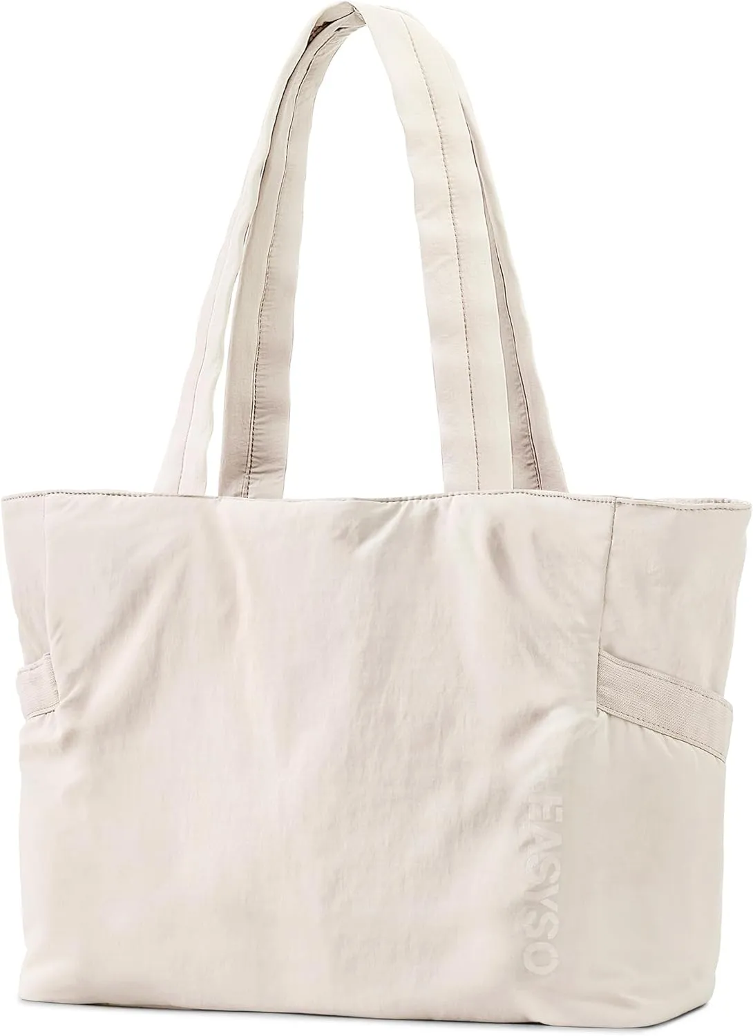Tote Bag for Women,Puffer Travel Tote Bags with Zipper, Quilted Handbag with Compartments for Travel Work Sport, Beige