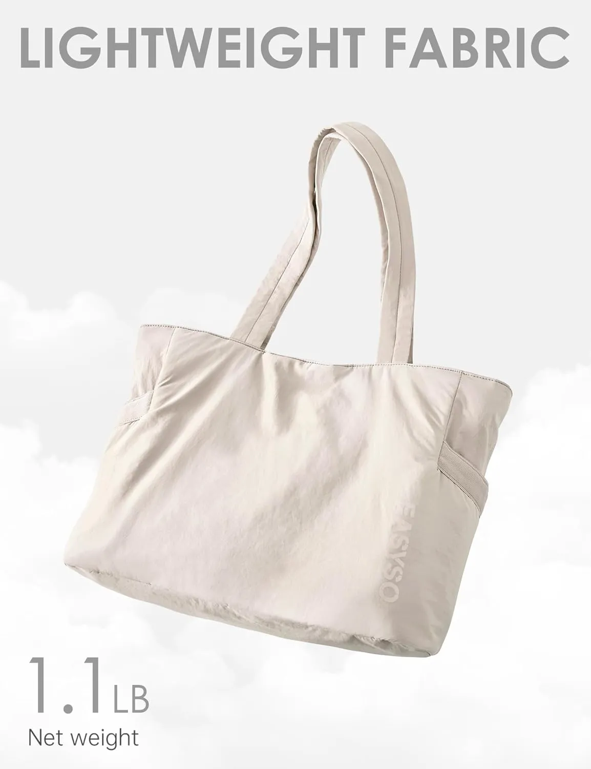 Tote Bag for Women,Puffer Travel Tote Bags with Zipper, Quilted Handbag with Compartments for Travel Work Sport, Beige