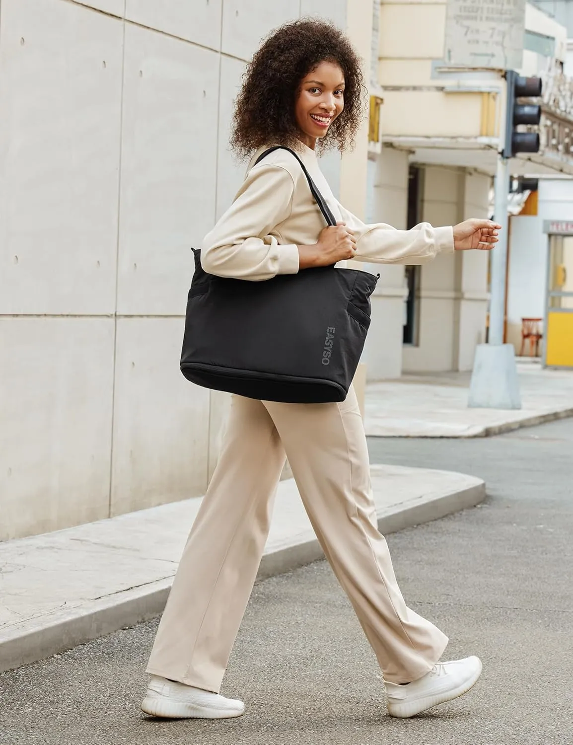 Tote Bag for Women,Puffer Work Bags with Zipper Compartments, Expandable Handbag for Travel Work Sport