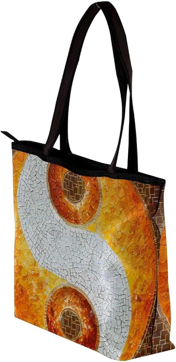 Tote Bag, Large Tote Bag, Tote Bag with Zipper, Yin Yang Gossip, Womens Tote Bags for Work
