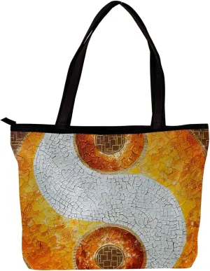 Tote Bag, Large Tote Bag, Tote Bag with Zipper, Yin Yang Gossip, Womens Tote Bags for Work