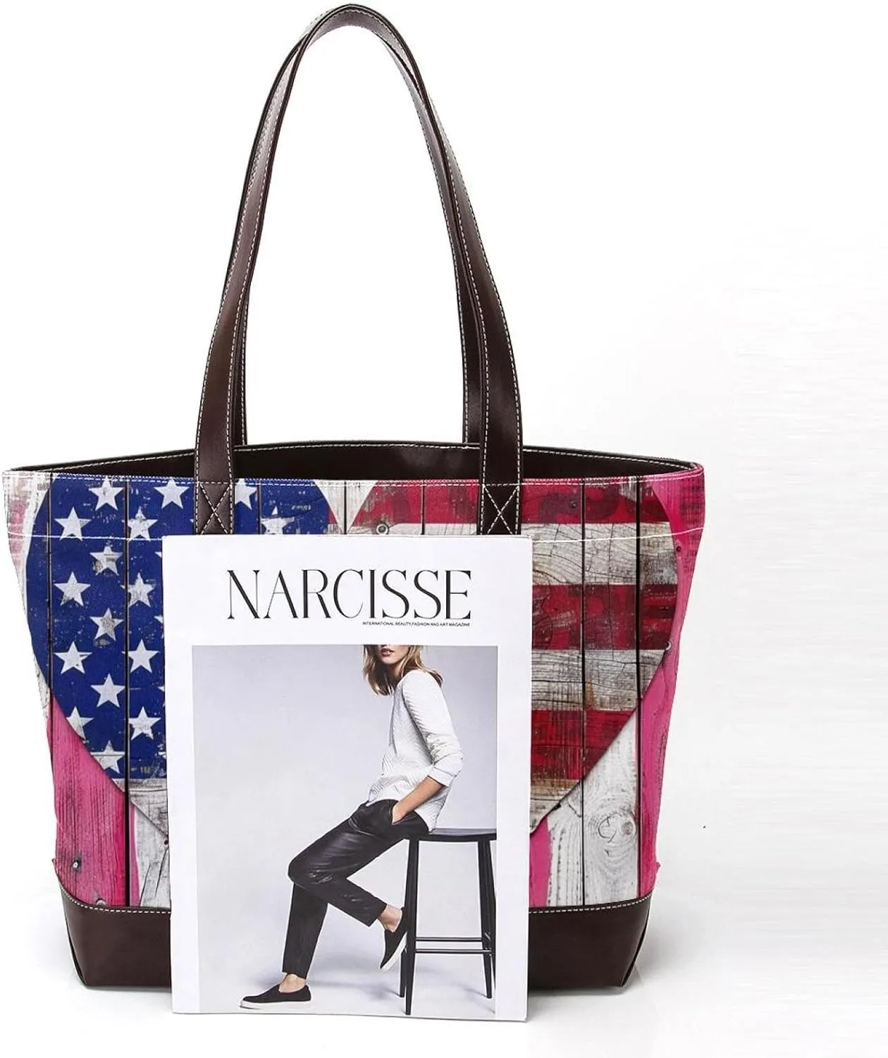 Tote Bag, Large Tote Bag, Women's Tote Handbags, Plank Usa Flag, Totes for Women