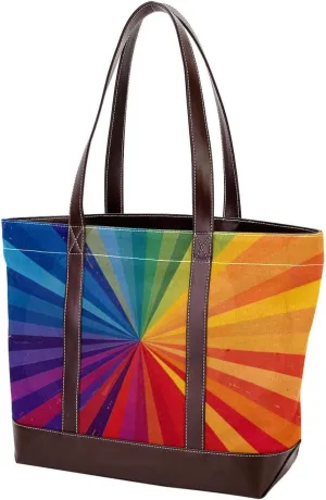Tote Bag, Large Tote Bag, Women's Tote Handbags, Rainbow Lines Stripes Modern Art, Womens Tote Bags for Work