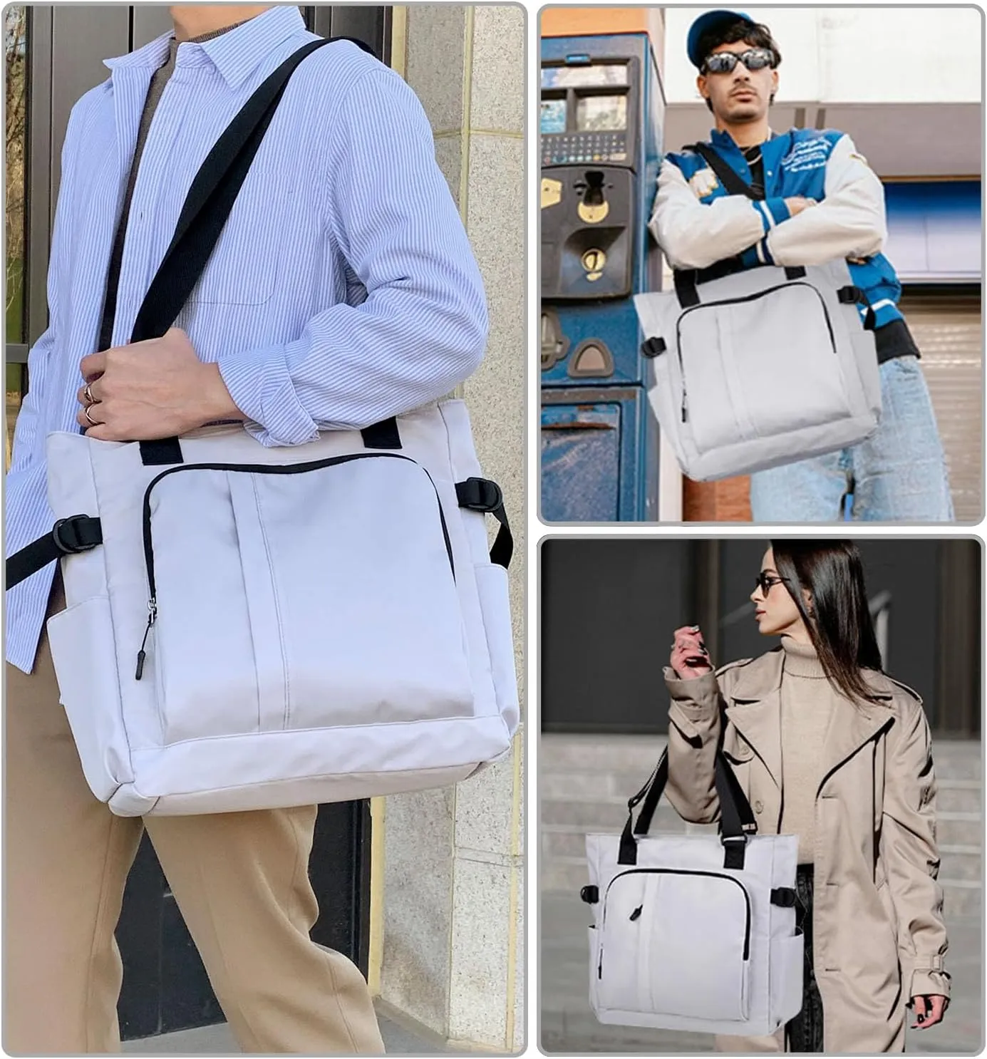 Tote Bag, Waterproof Nylon Shoulder Bags Laptop Work Bag Multi Pockets Teacher Purses and Handbags for Women Men