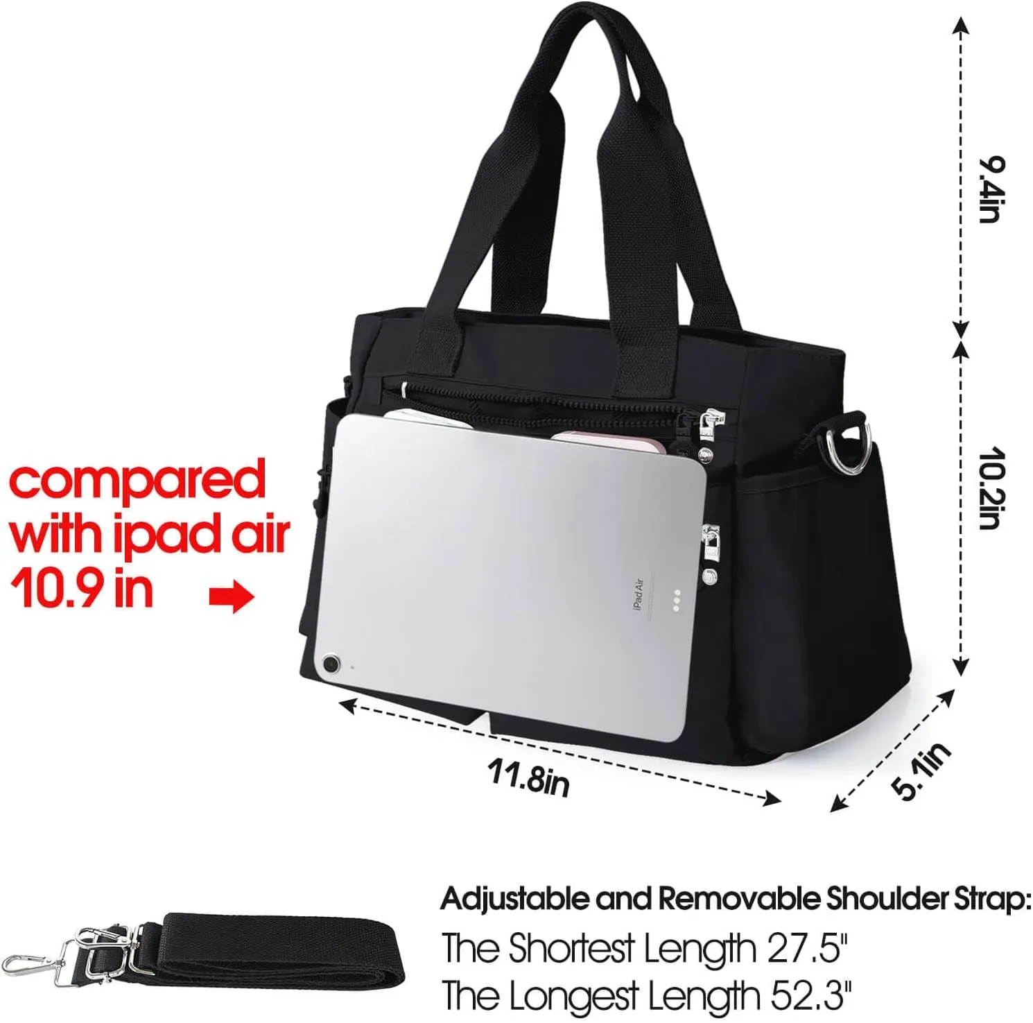 Tote Bag with Zipper Pocket Everything Bag Women Crossbody Shoulder Bags for Travel Work
