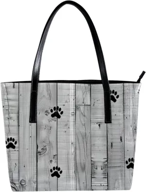 Tote Bags, Large Tote Bags for Women, Tote Bag with Zipper, Plank Paw Print Animal, Womens Tote Bags for Work