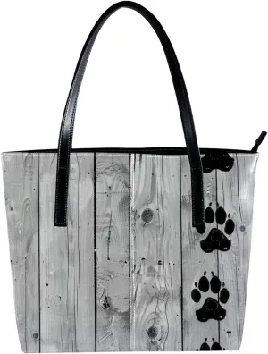 Tote Bags, Large Tote Bags for Women, Tote Bag with Zipper, Plank Paw Print Animal, Womens Tote Bags for Work