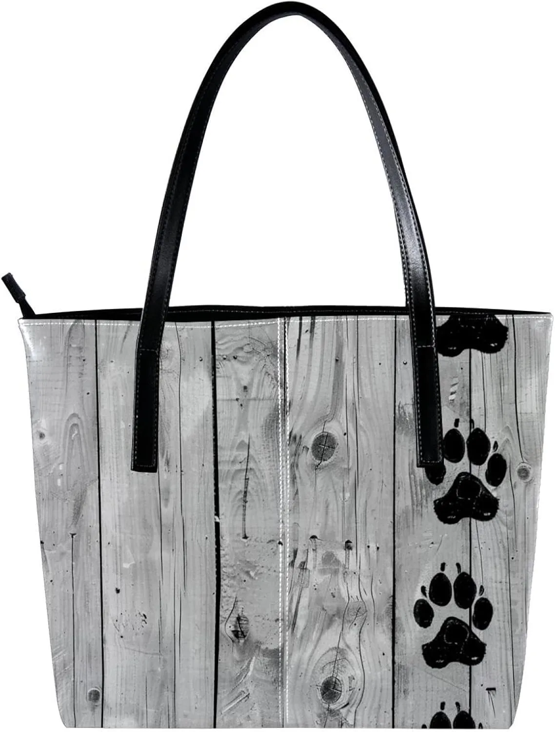 Tote Bags, Large Tote Bags for Women, Tote Bag with Zipper, Plank Paw Print Animal, Womens Tote Bags for Work