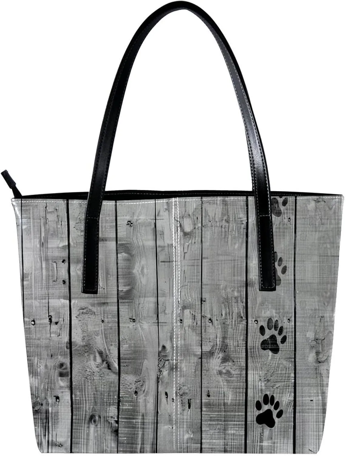 Tote Bags, Large Tote Bags for Women, Tote Bag with Zipper, Plank Paw Print Animal, Womens Tote Bags for Work