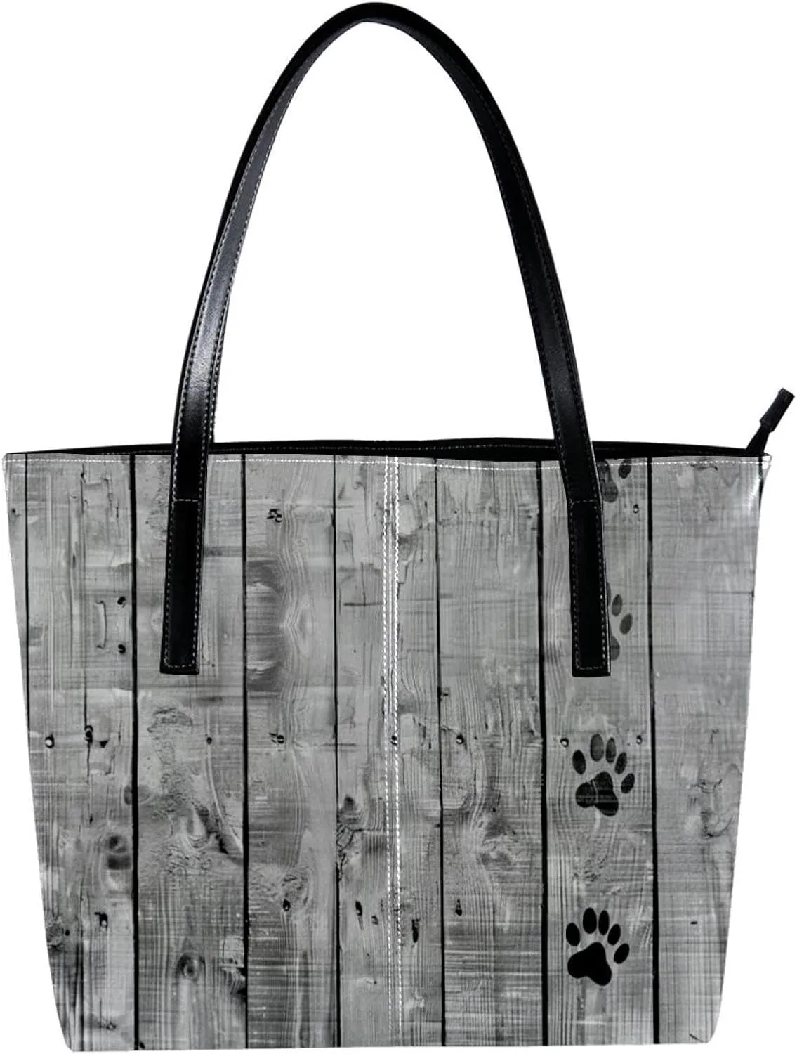 Tote Bags, Large Tote Bags for Women, Tote Bag with Zipper, Plank Paw Print Animal, Womens Tote Bags for Work